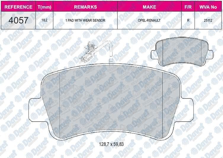 FERBE 60900 Fren Balatasi Arka Renault Master Iii 2.3dci Opel Movano 2.3cdti 2011-> (Tek Teker)